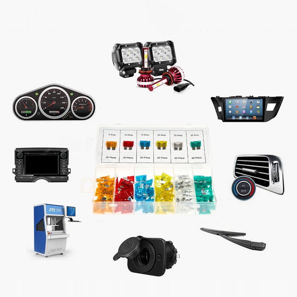 BEZPIECZNIKI SAMOCHODOWE STANDARD ZESTAW 120 szt + PUDEŁKO ORGANIZER 5-30V Producent części Inny