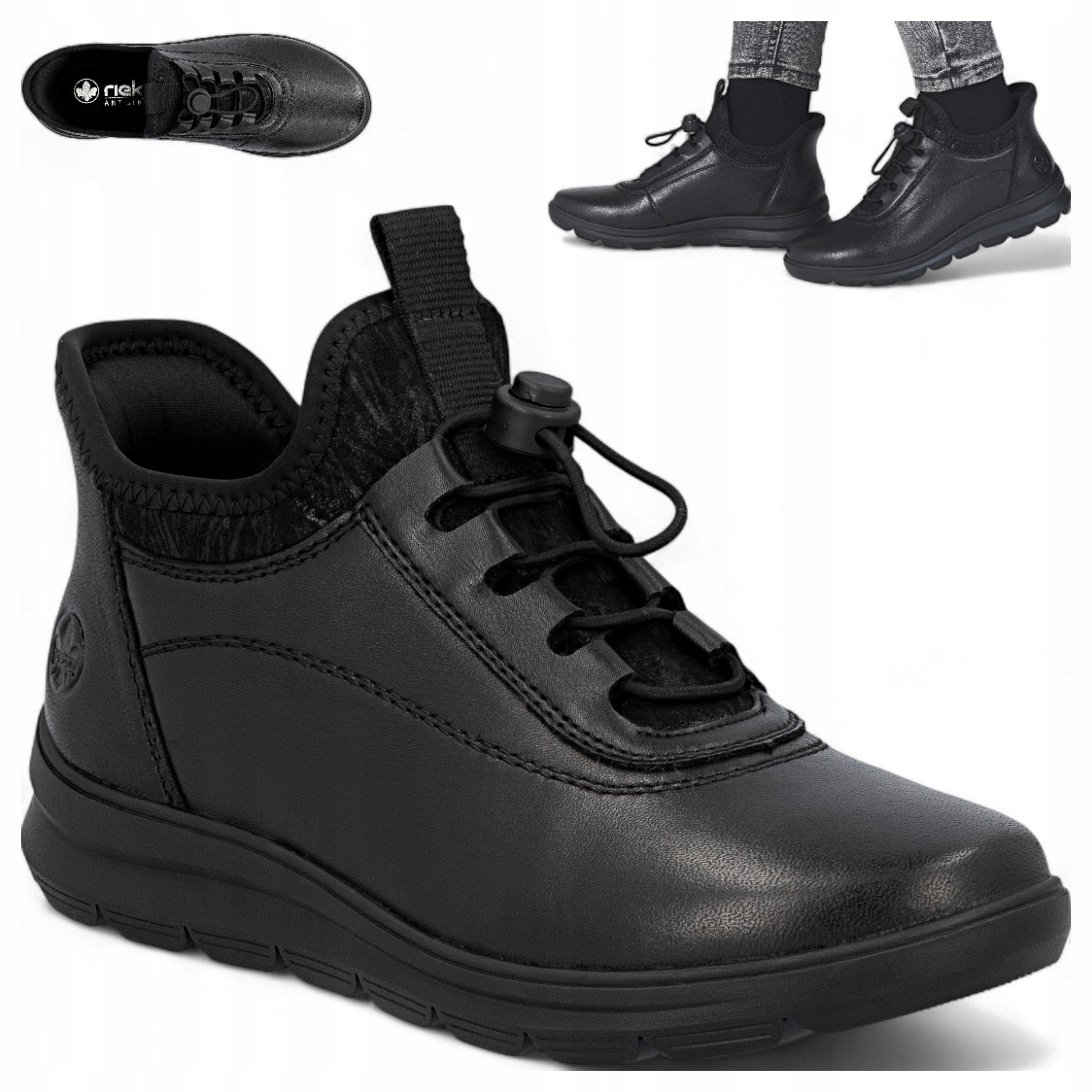 Pohodlné dámské polobotky z Pravé Kůže, vel. 39, Rieker, na nízkém klínku, moderní