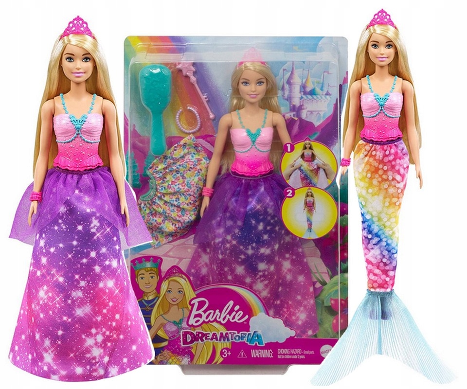 

Barbie Księżniczka i syrenka 2w1 przemiana GTF92
