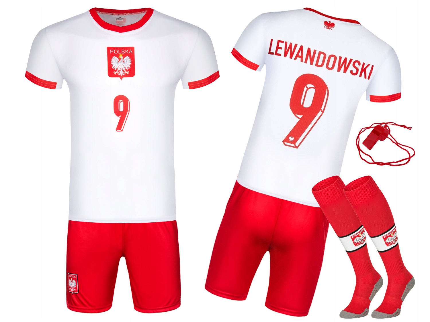 Strój Piłkarski getry Lewandowski 9 Polska rozmiar L