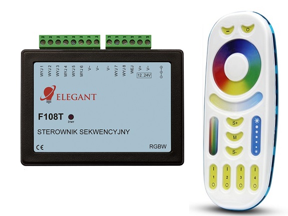 Ovladač Elegant F108T Efekt vlny pro digitální Led pásky Rgbw, 8 výstupů