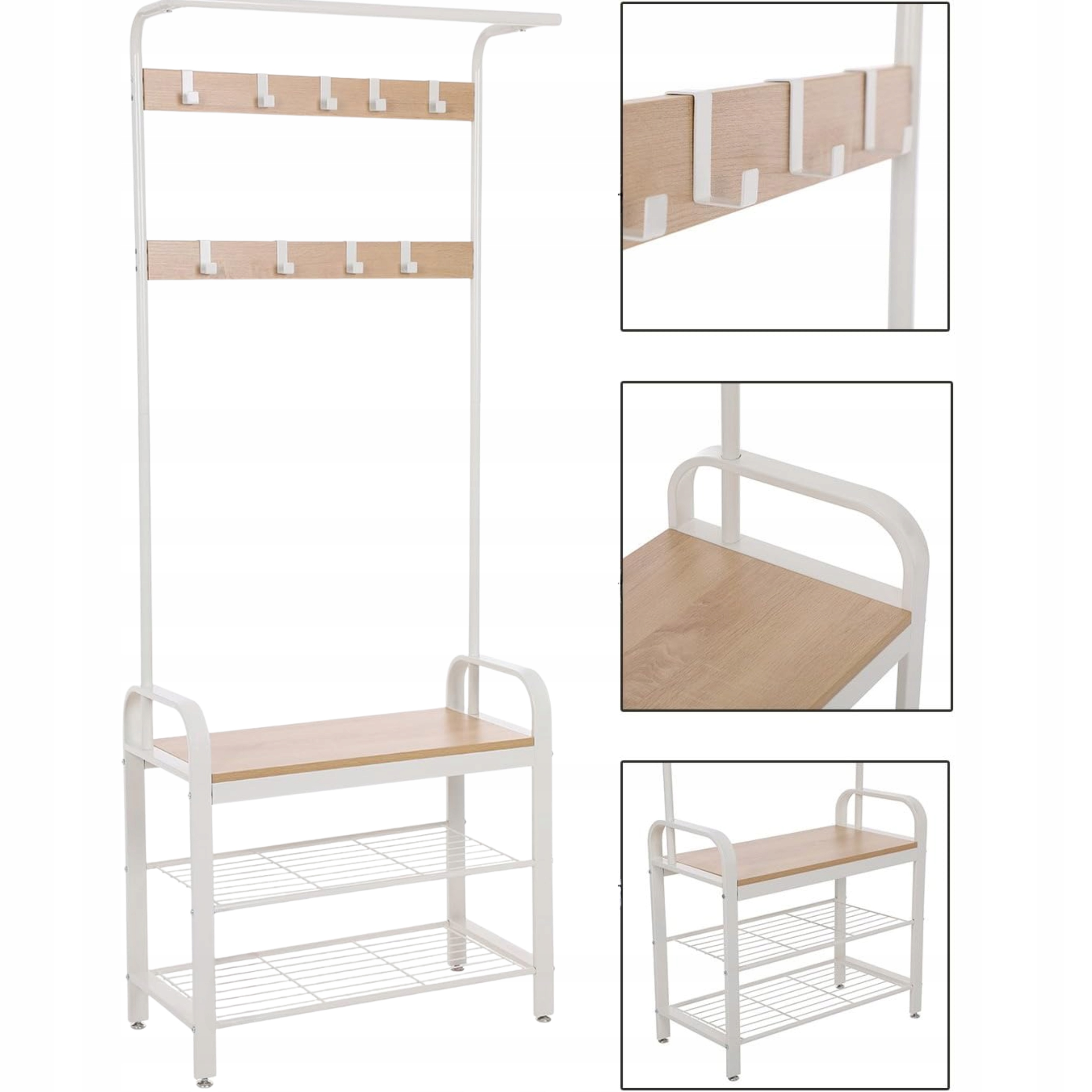 Vešiak na topánky s poličkou a sedadlom 183 cm na oblečenie, kabáty