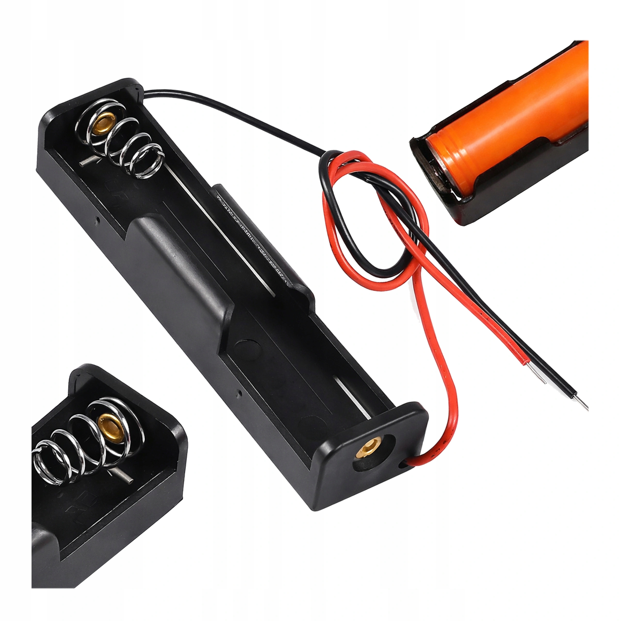 Koszyk na Akumulator 1x 18650 Li-Ion 3,7V – Obudowa na Ogniwo z Przewodami