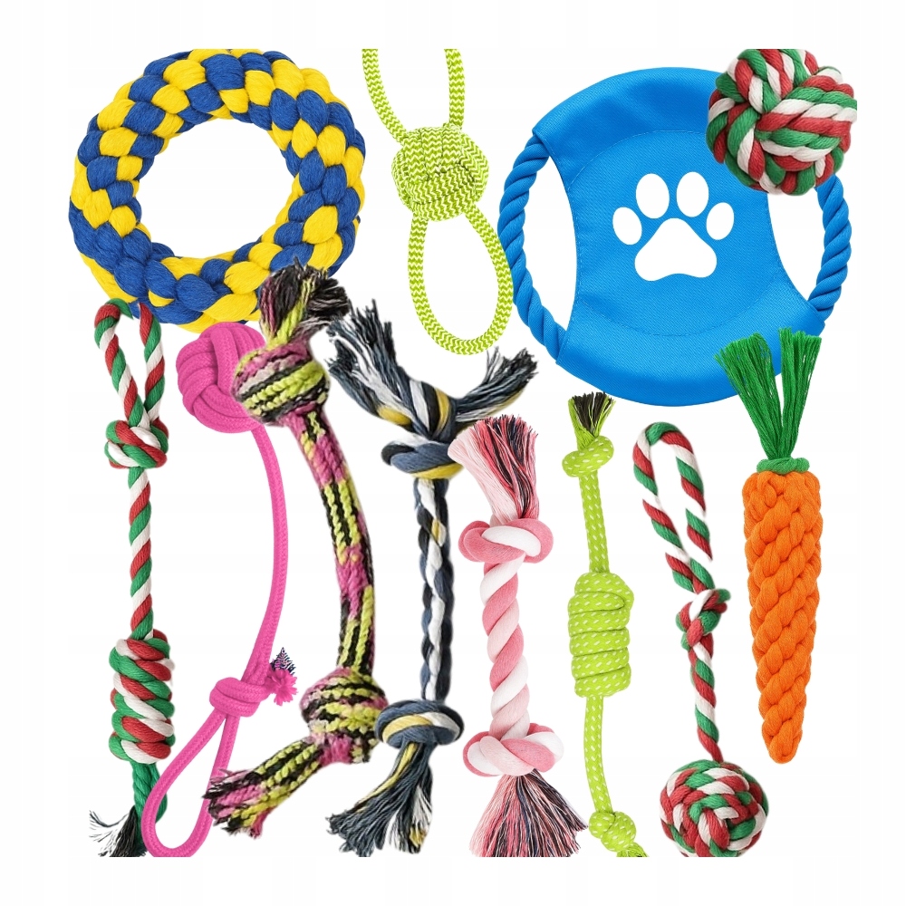 Levně Sada 12 silných žvýkacích hraček pro psy, pevná a odolná sada hraček PetJet