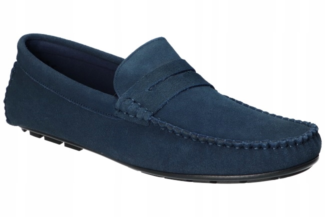 American Club CY120 Lehké Kožené Mokasíny Polobotky Pánské Boty Námořnická Modrá 42
