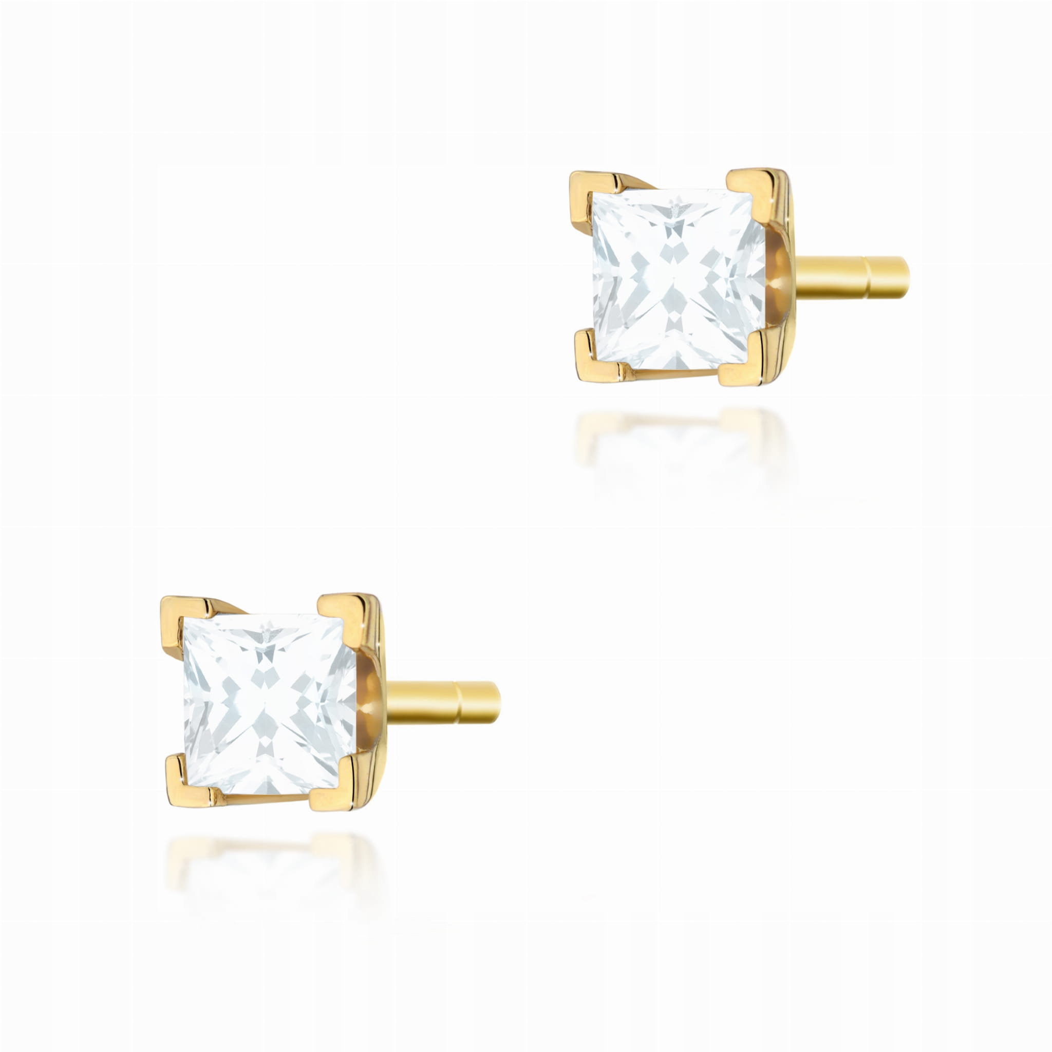 Náušnice na tyčkách s čtvercovými brilianty 2 x 0,15 ct