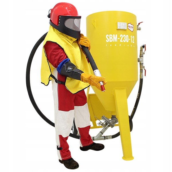 POLSKA PIASKARKA MOBILNA 230 LITRÓW + STRÓJ MASKA BHP