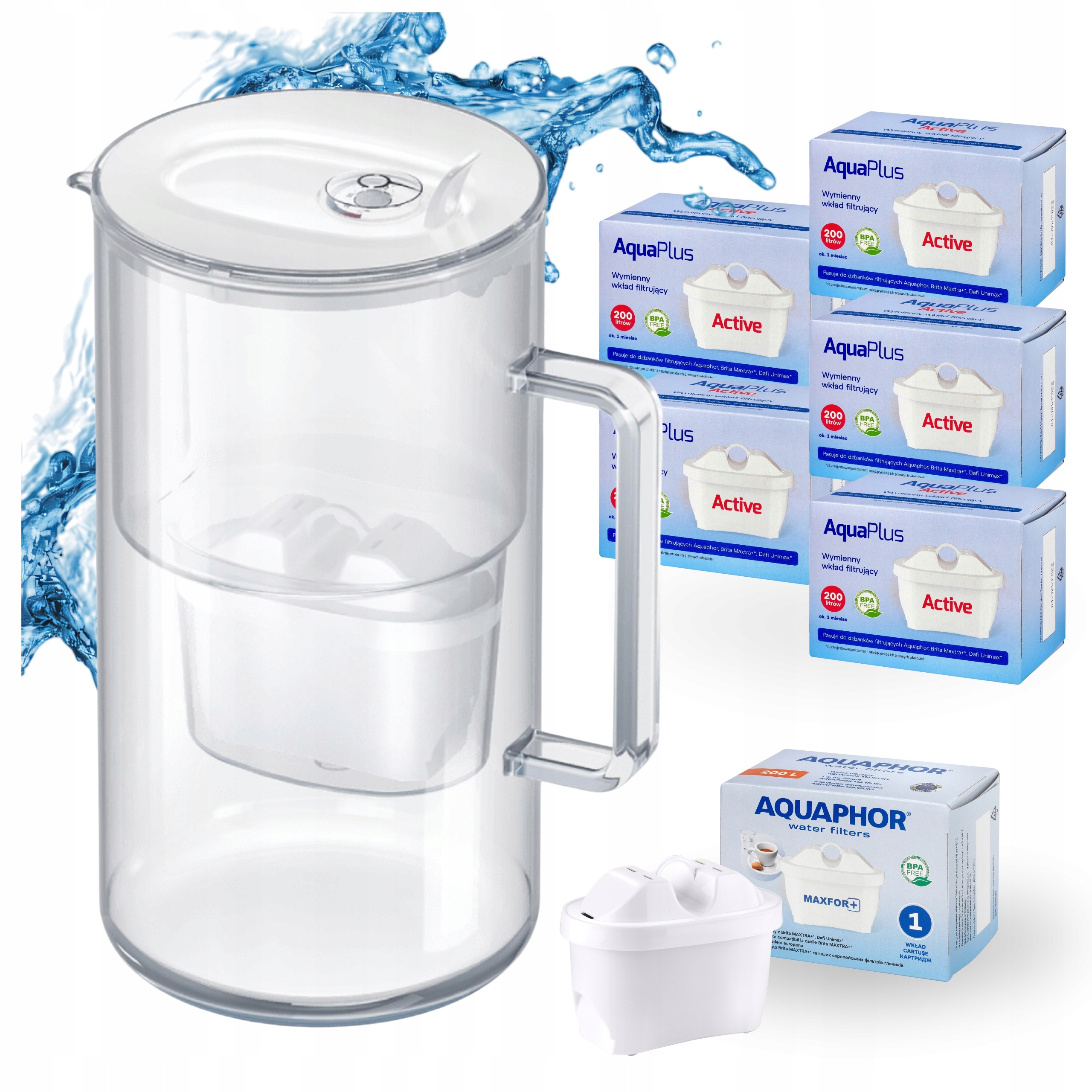 Filtrační konvice skleněná Aquaphor Glass bílá 2.5 l 6 filtrů (1+5)