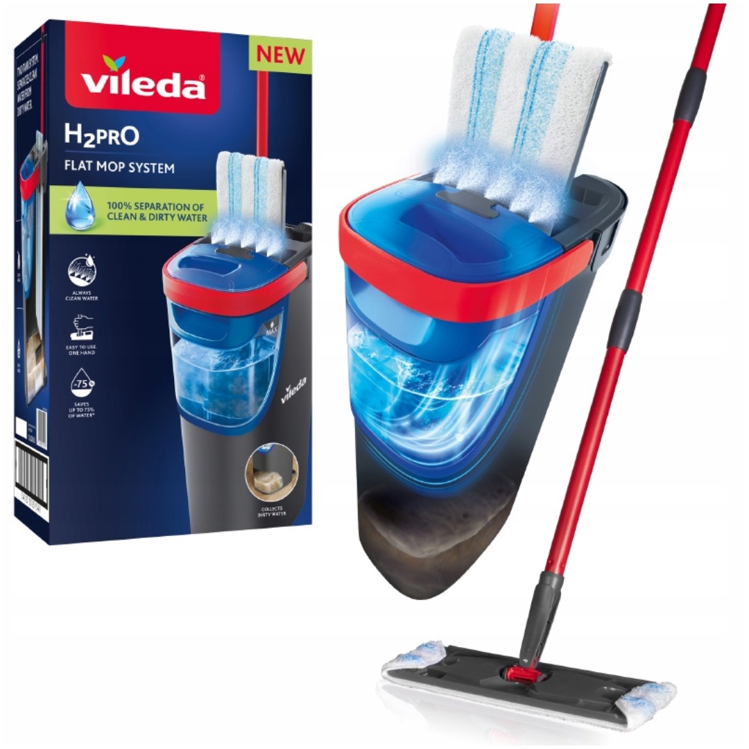 Mop Płaski Vileda H2PRO Zawsze Czysta Woda Zestaw Mop Z Wiadrem