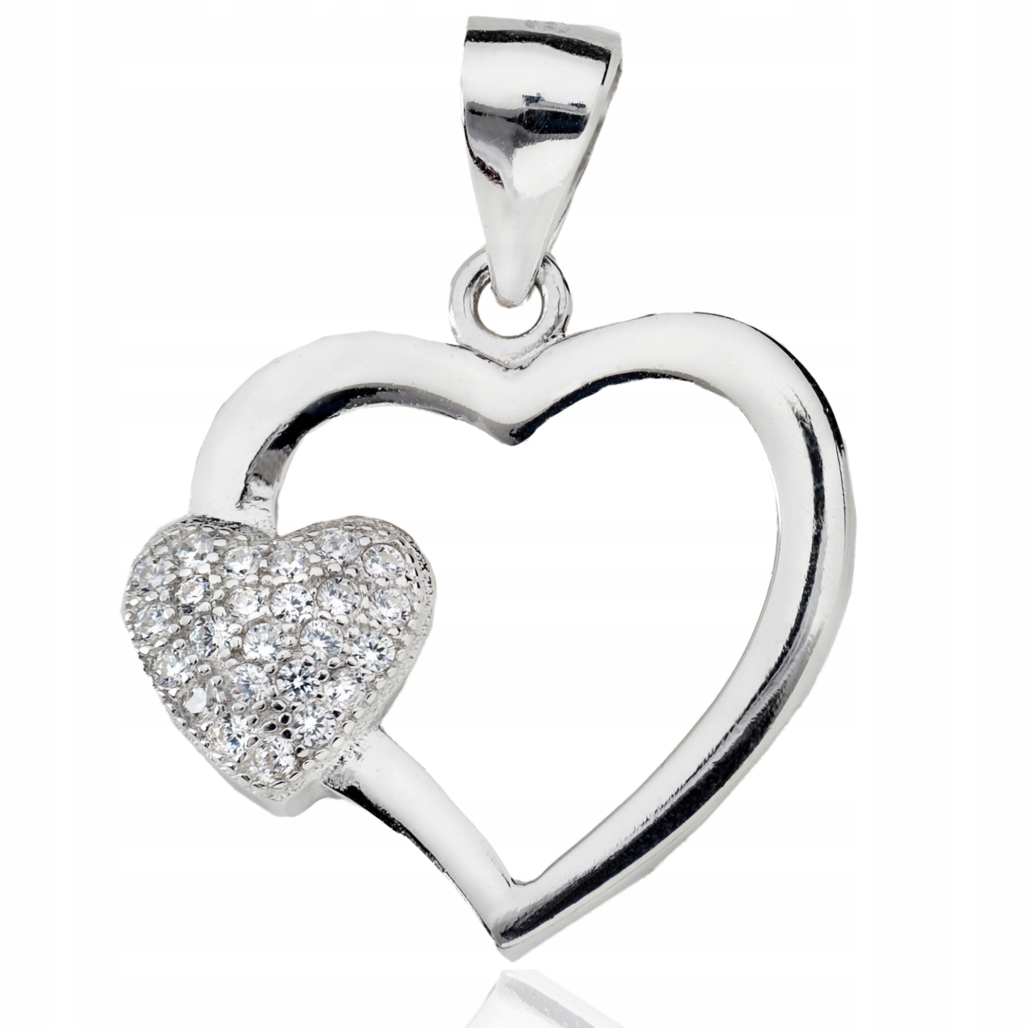 

Srebrne Serce Serduszko Z Cyrkoniami Wisiorek