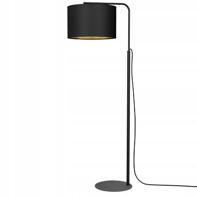 Luminex Lampa Podłogowa Arden Czarny Abażur E27 15W ze Złotym Wnętrzem