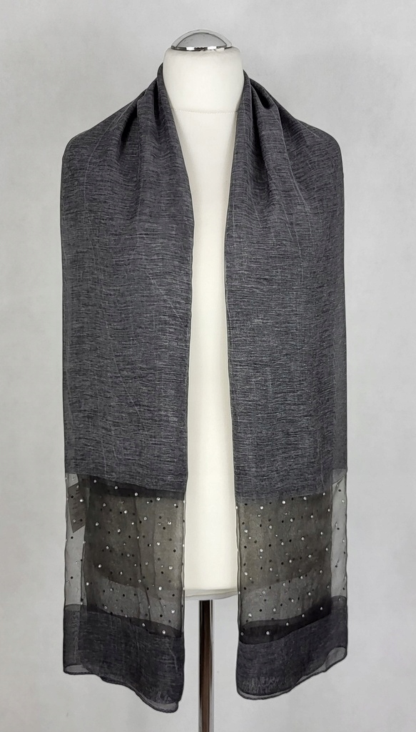 309 Elegancki SZAL na sukienkę GRAFITOWY melanż Kolor szary