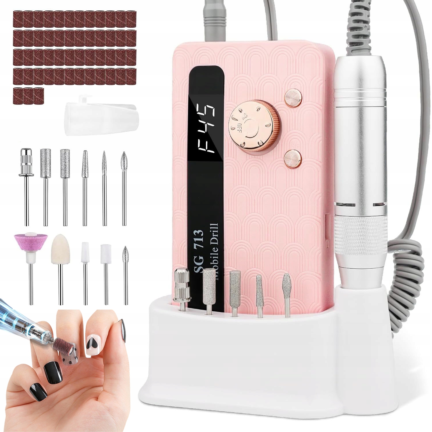 Pilník Na Nehty S Led Obrazovkou 45000 Ot/min Usb Pro Domácnost A Salon