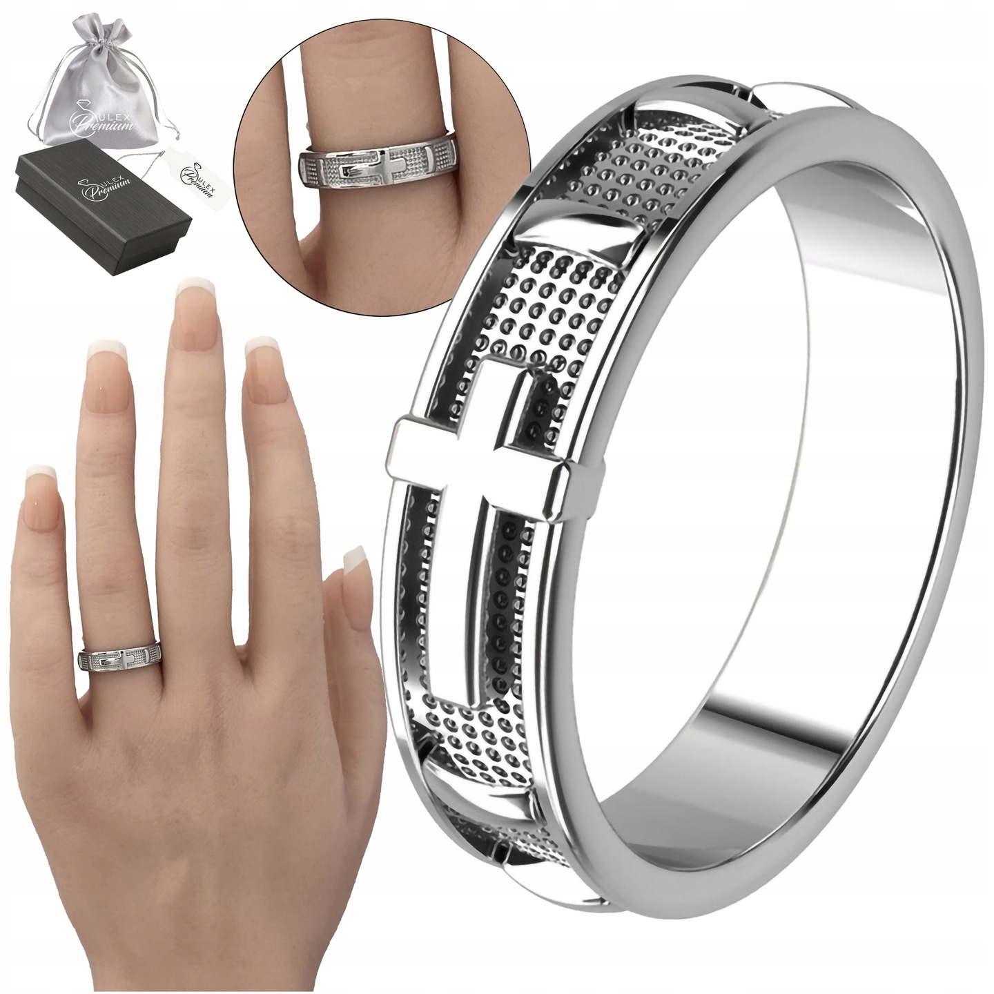 RŮŽENEC-Snubní prsten na prst Stříbro 925 Dámský prsten s růžencem vel. 30