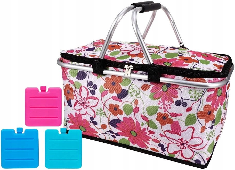 KOSZ TERMICZNY SKŁADANY TURYSTYCZNY NA ZAKUPY PLAŻĘ 30L + 3WKŁADY