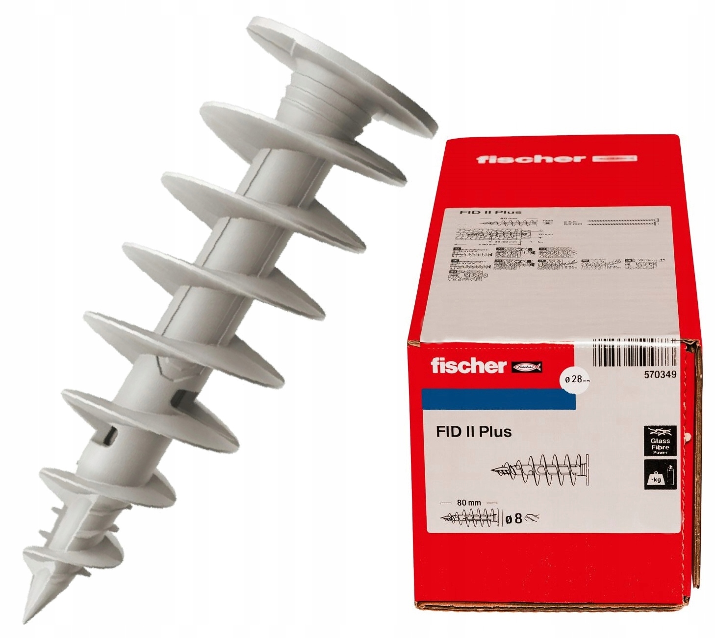 Kołek Ślimak Do Styropianu fischer 80mm Fid II 80 570349 -opak. 25 szt.