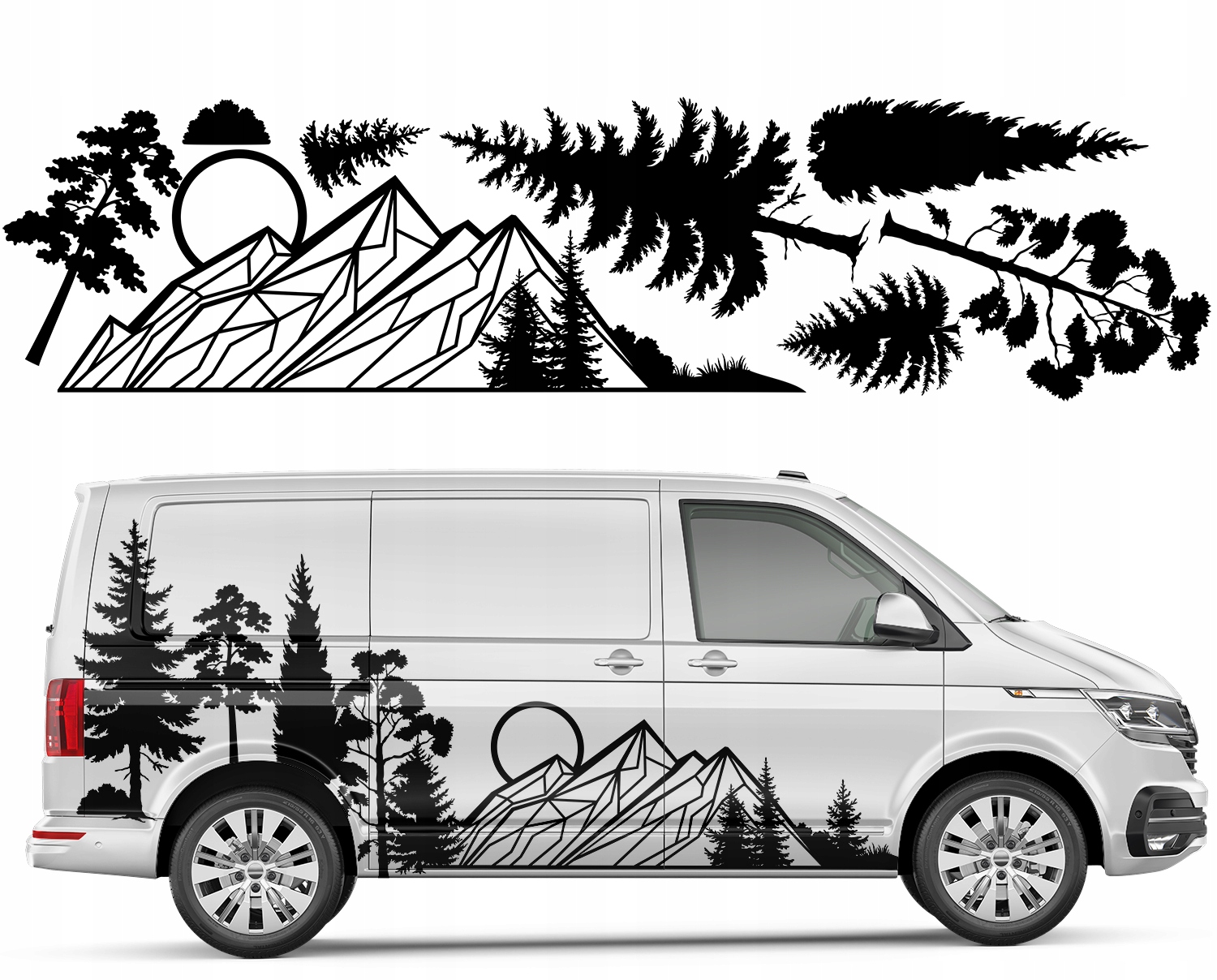 Nálepka Motív Auto Camper Hory Les 94X374 cm