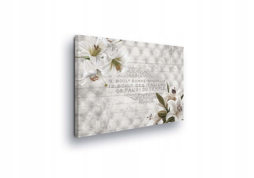 Obraz 80x60 Bílé lilie na pozadí dřeva, jemný minimalismus a vintage