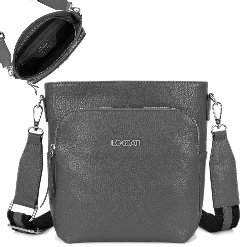 

Torebka szara modna listonoszka damska skórzana a5