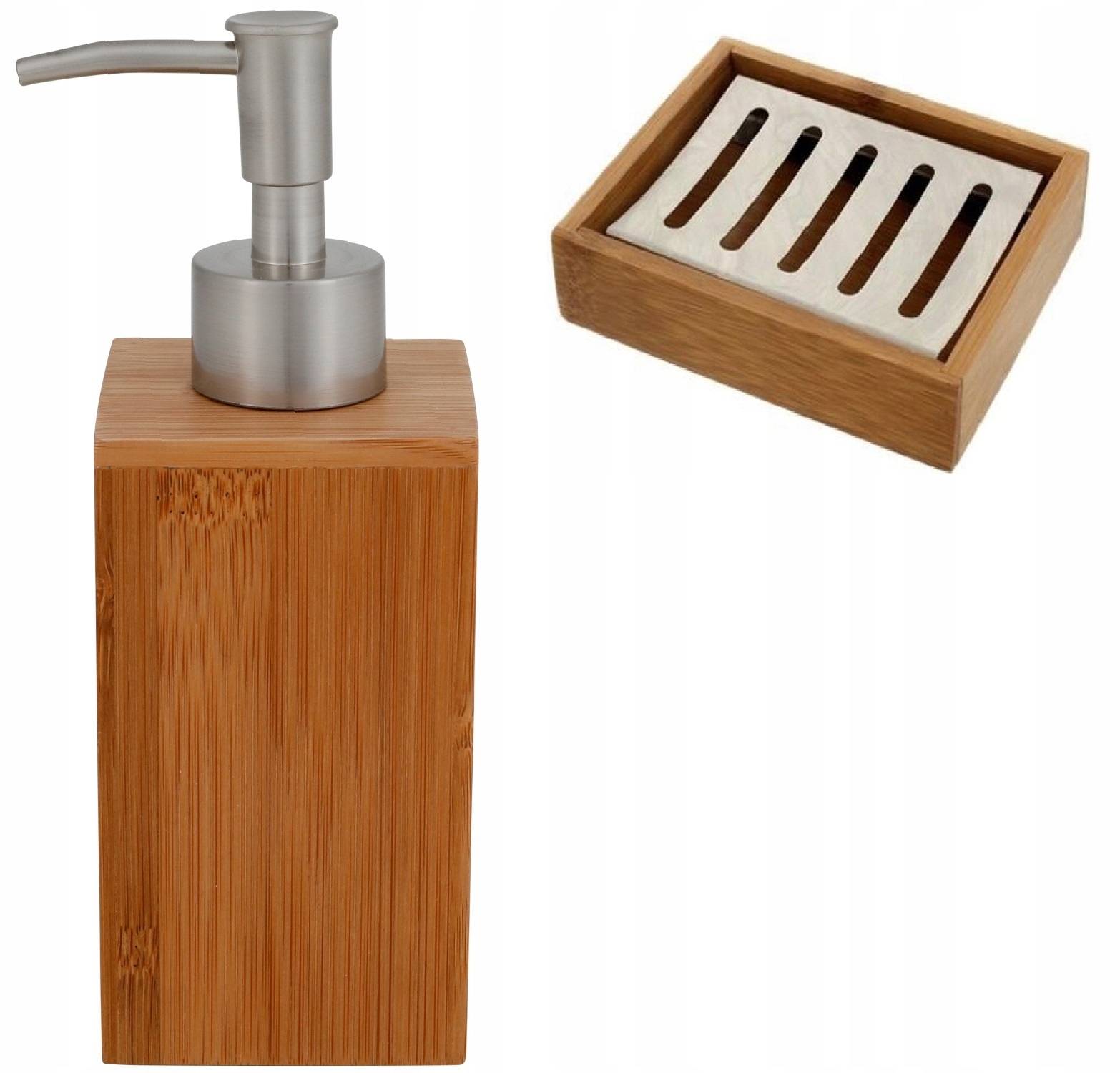 

Dozownik Na Mydło Mydelniczka Zestaw Bambusowy