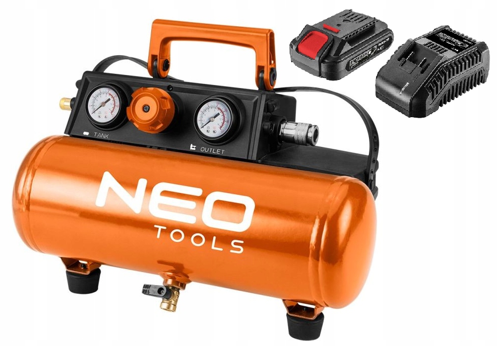 Neo Tools Akumulátorový kompresor 8 bar 3,8L 04-620 Energy+ Sada 2AH