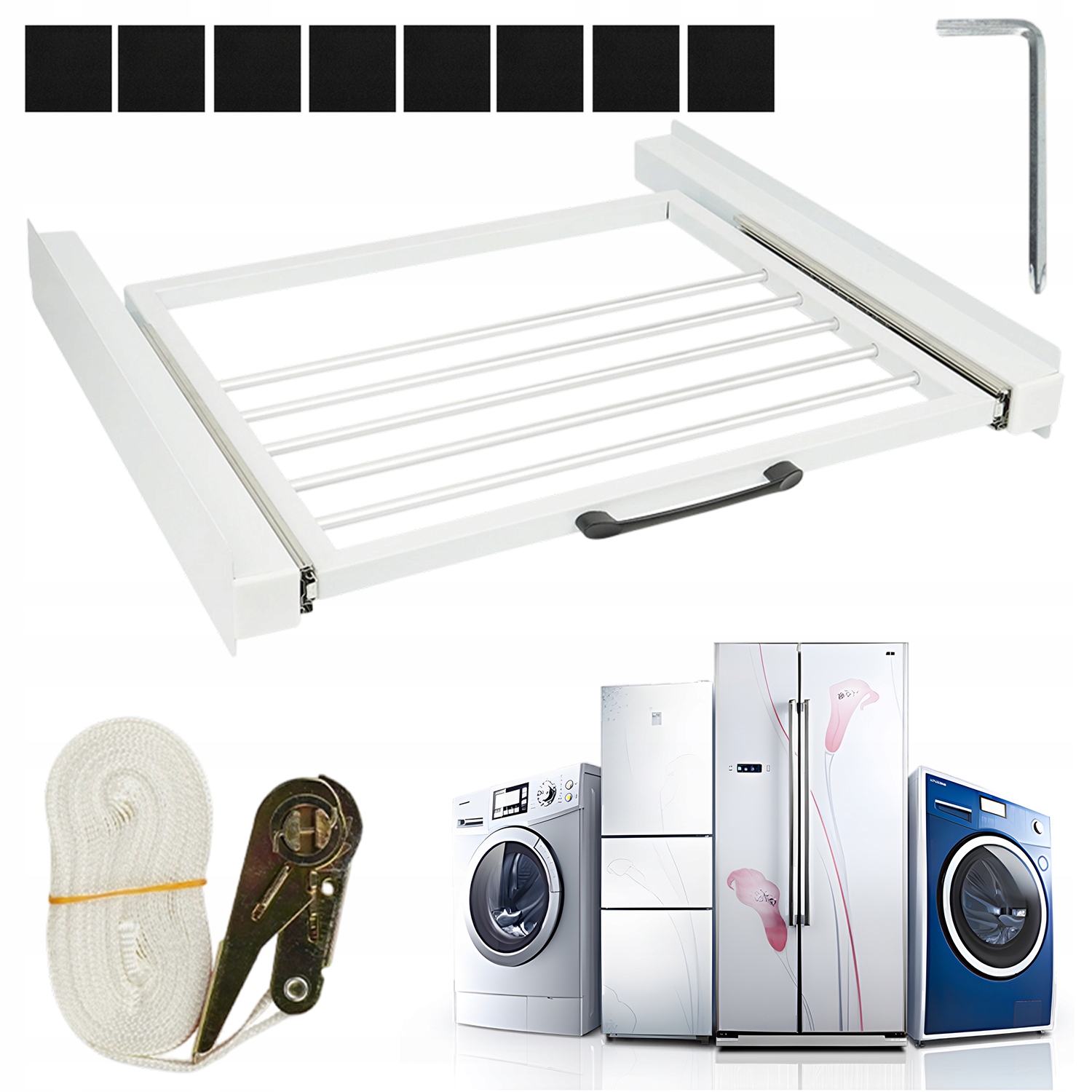 Uniwersalny Łącznik Pralki I Suszarki Stojak Półka Wysuwana Stabilny
