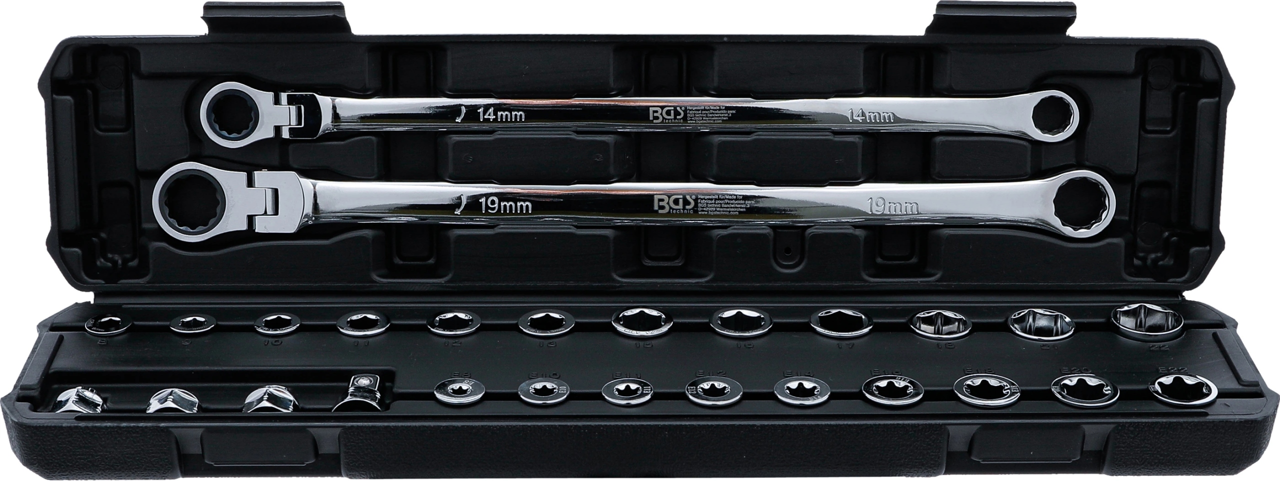 Bgs 74274, Sada obojstranných očkových kľúčov a kĺbových očkových kľúčov s