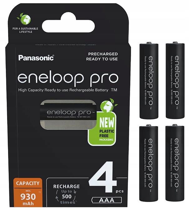 Akumulatorki R03 Aaa Panasonic Eneloop Pro 930mAh Ni-MH BK-4HCDE/4BE