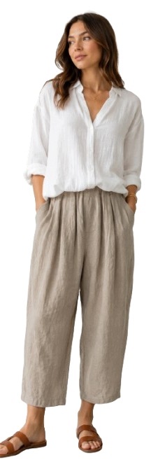 Lněné Oversize Kalhoty S Gumou V Pase, Šňůrky – Wendy Trendy Italia
