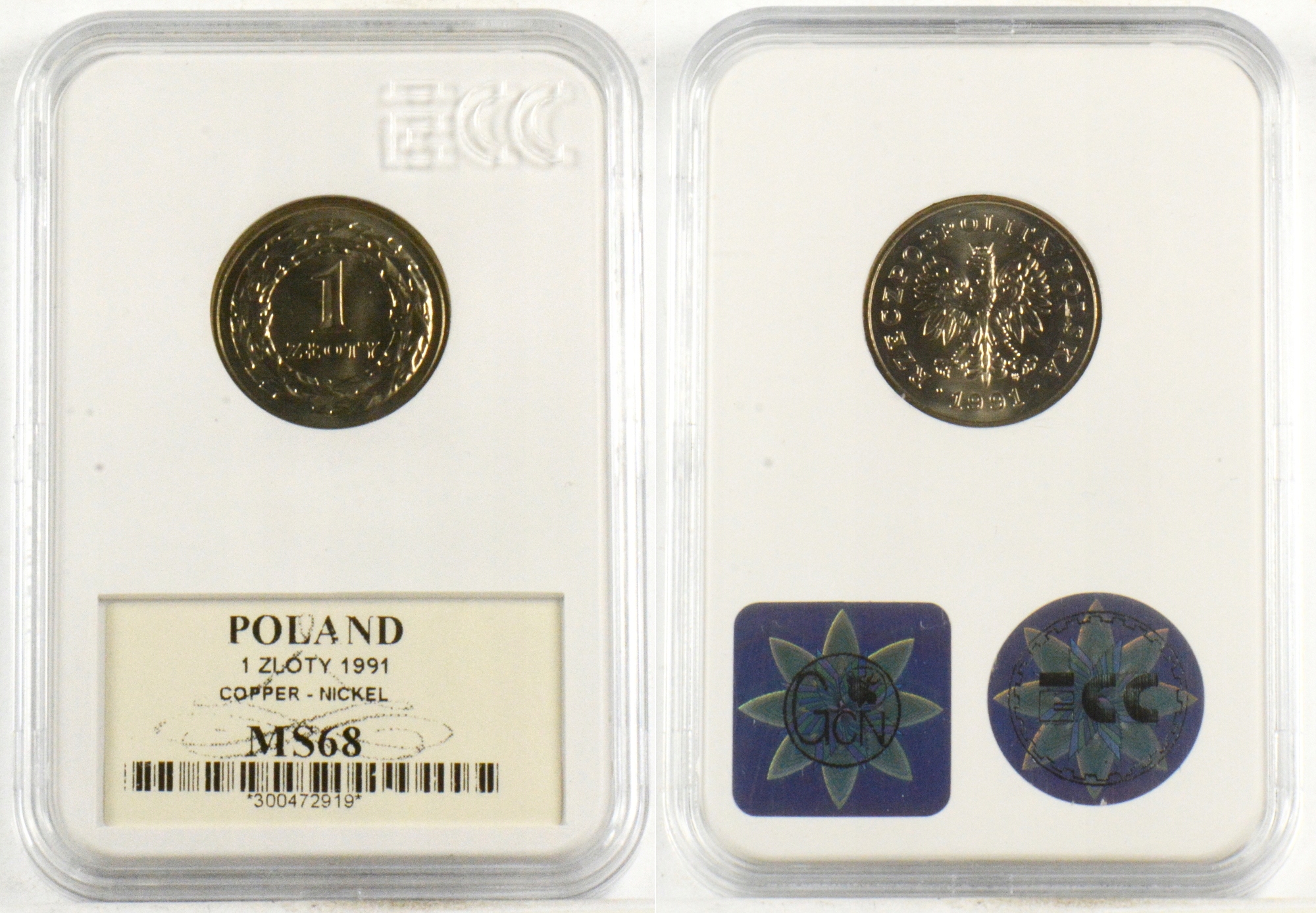 1 ZŁOTY 1991 MIEDZIONIKIEL MS68 12.03