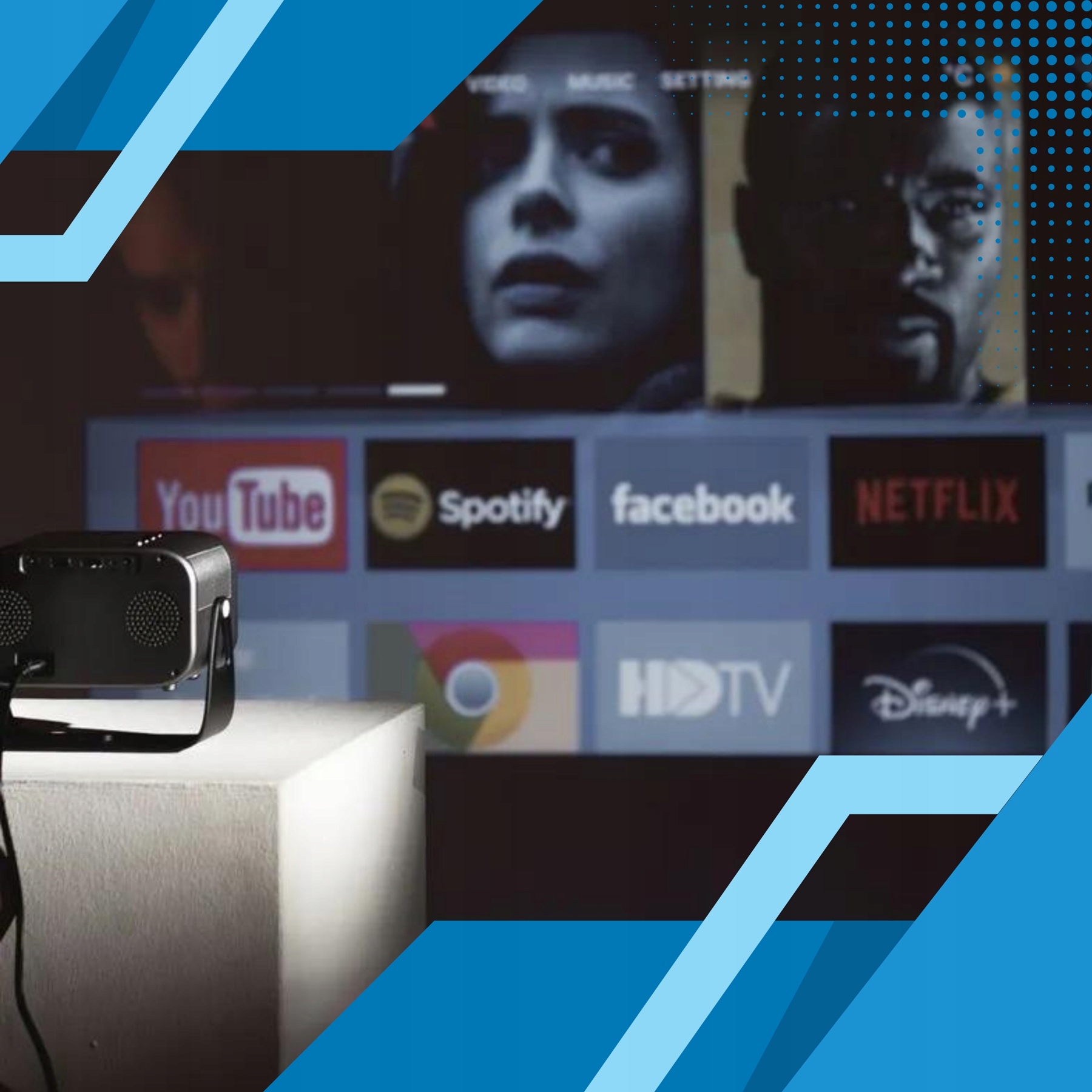 PROJEKTOR SMART WIFI ANDROID TV FULL HD RZUTNIK LED OBROTOWY PRZENOŚNY IDEA Kod producenta Smart Pro 2024