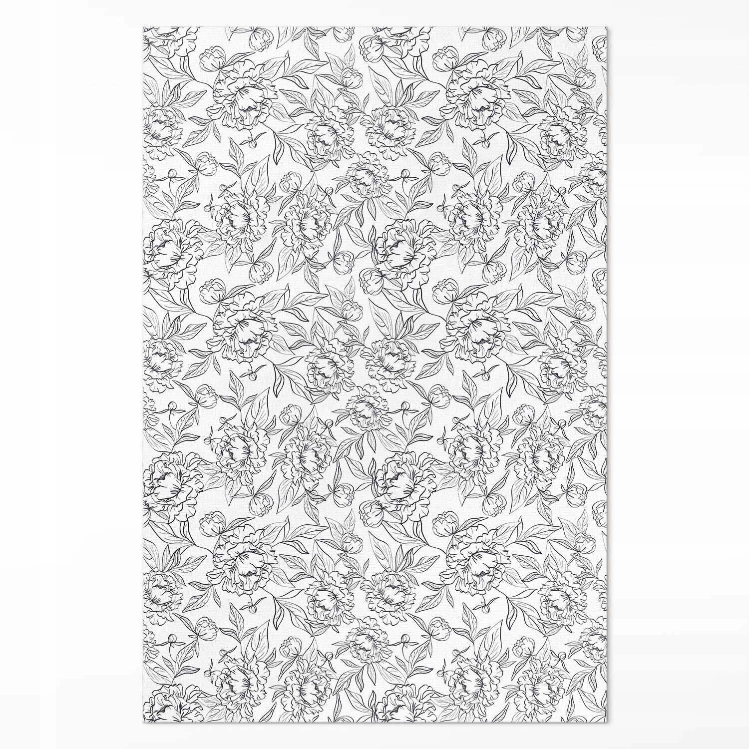 Pvc koberec do kuchyne Náčrt kvetov pivonky a listov vintage Veľký 140 x 210 cm