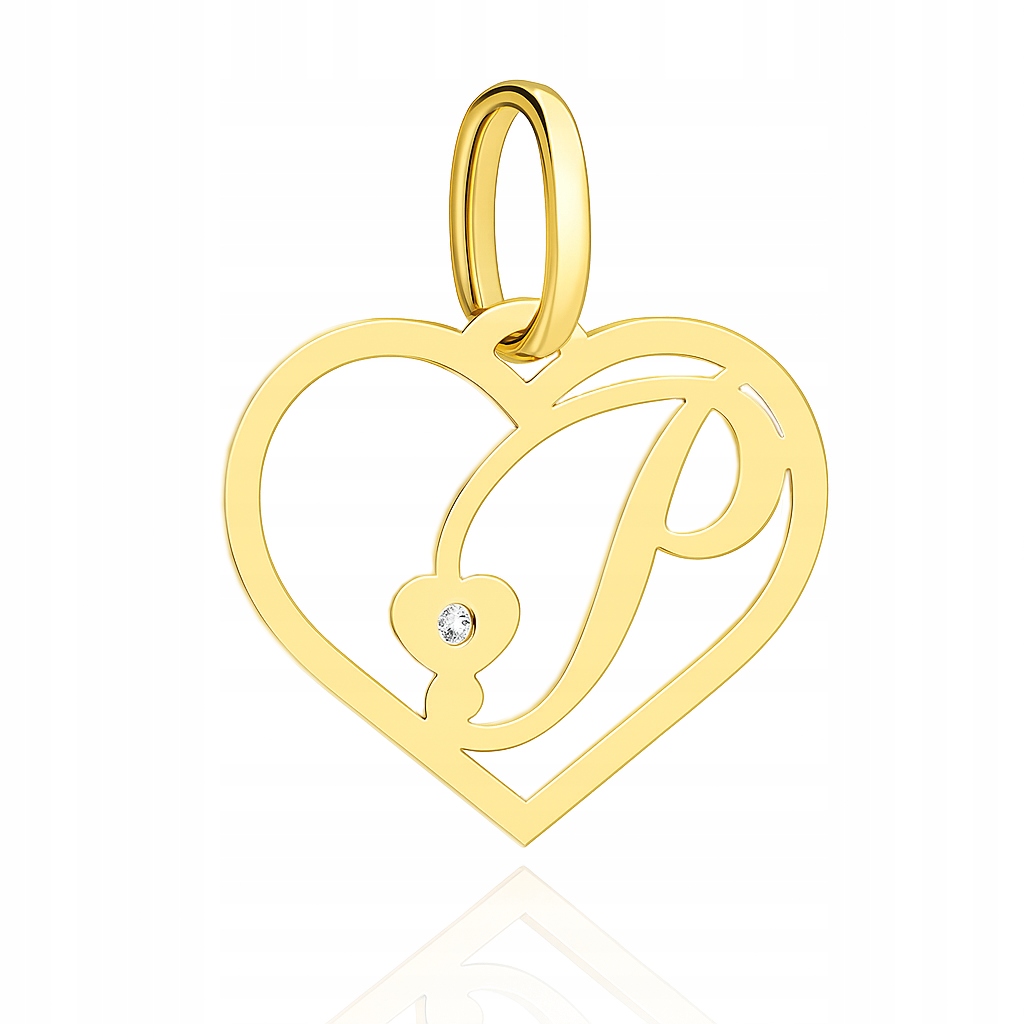 Zlatý Přívěsek S Briliantem Ryzosti 585 Písmeno P V Srdci
