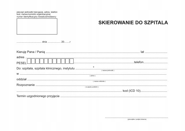 

Skierowanie do szpitala A5