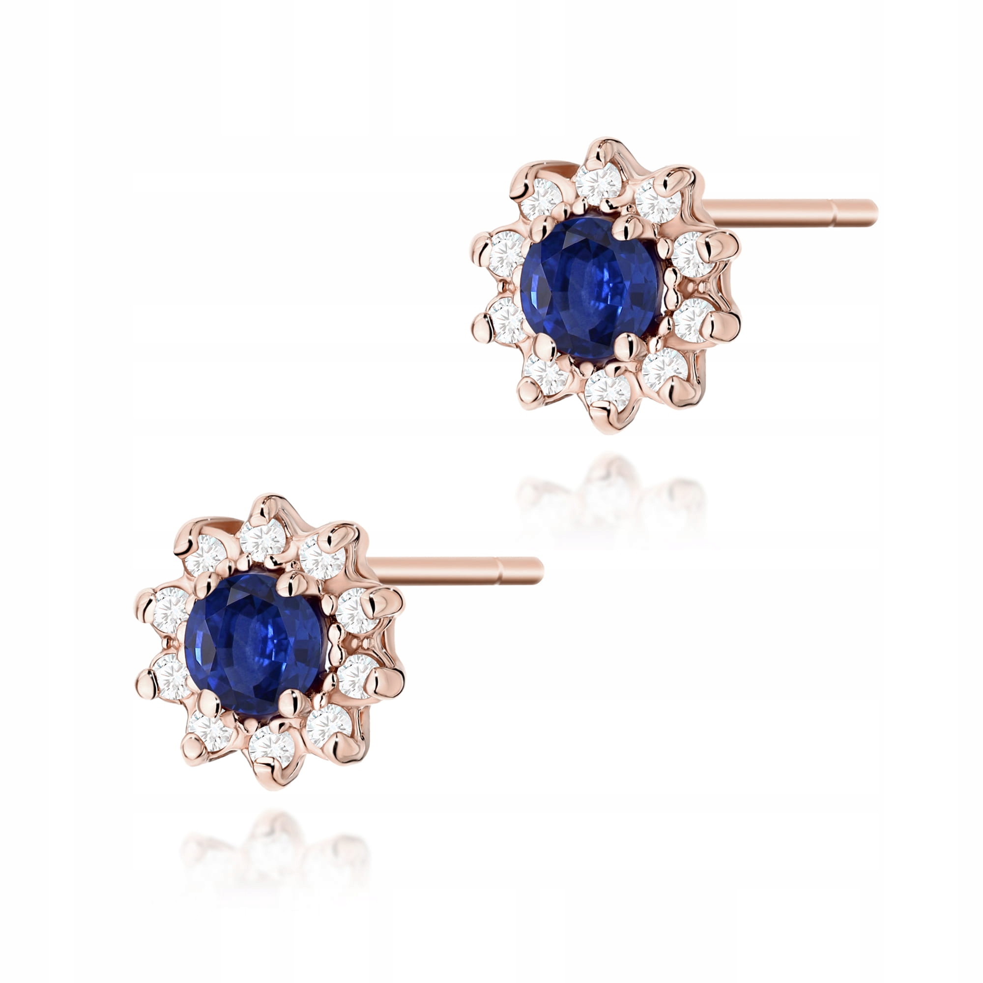 Dámské zlaté náušnice 585 se safírem a diamanty, moderní dárek