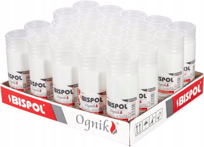 Set Náplň Zalévaný Ohník Do Hřbitovních Svíček Bispol 72h 3 dny hoření Bílá 24 ks