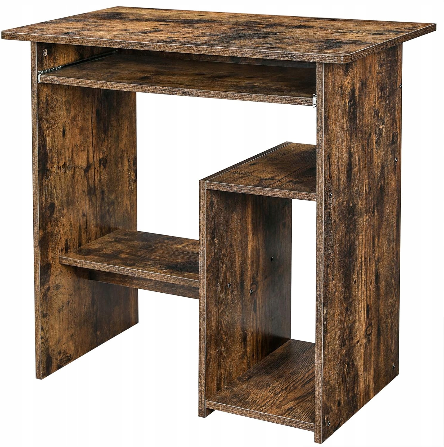 Biurko komputerowe brązowe z półka konsola+