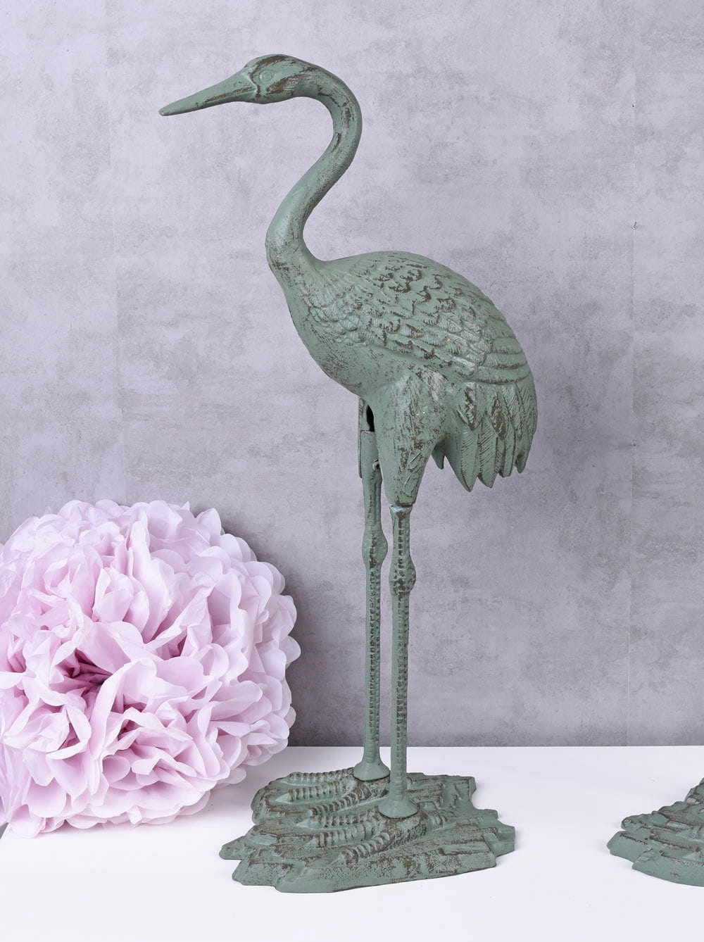 Figura Ogrodowa Czapla Zielona Żeliwna Vintage Stan opakowania oryginalne