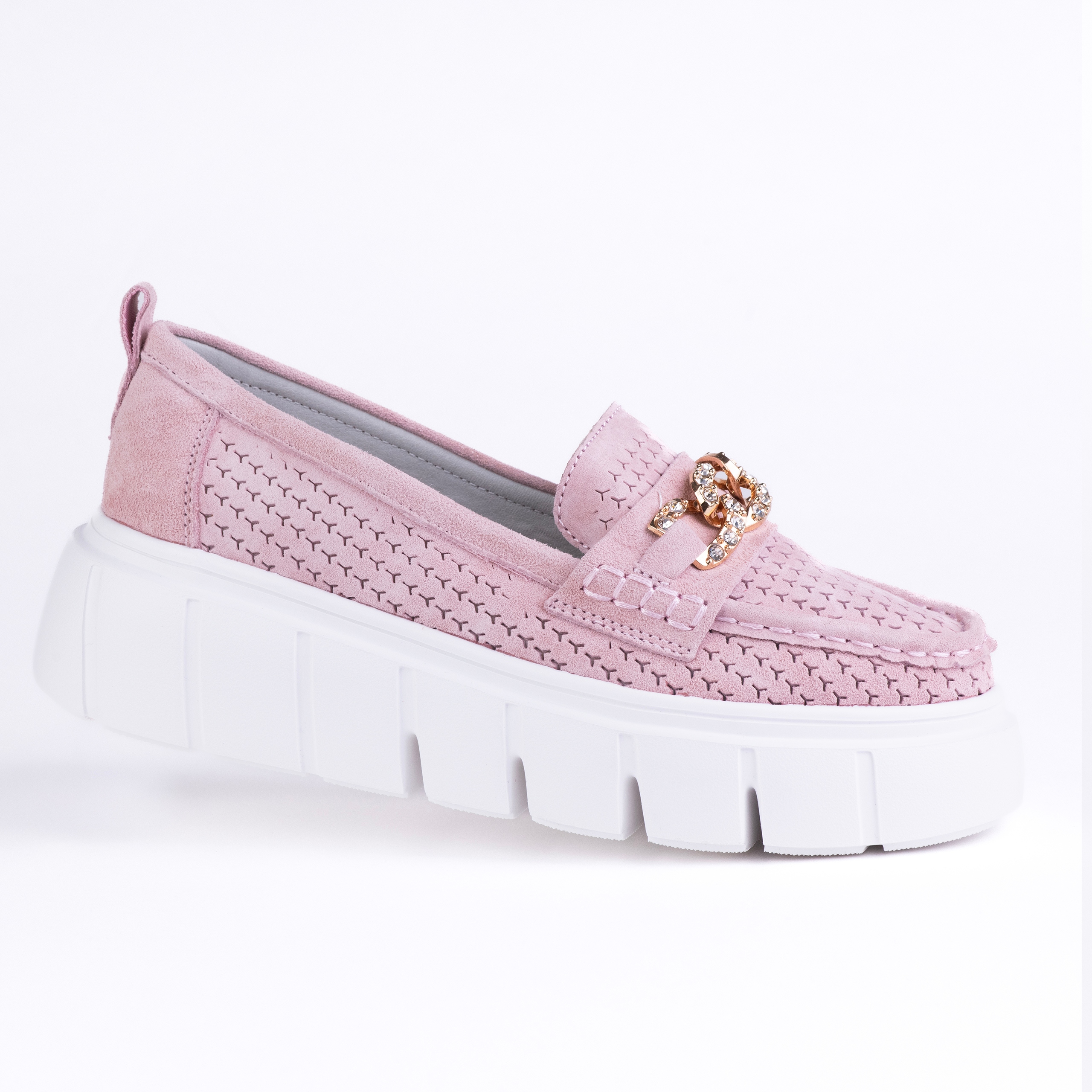 Dámské ažurové mokasíny Goodin GD-FT-127 kůže semiš ažurový lehký pudr39