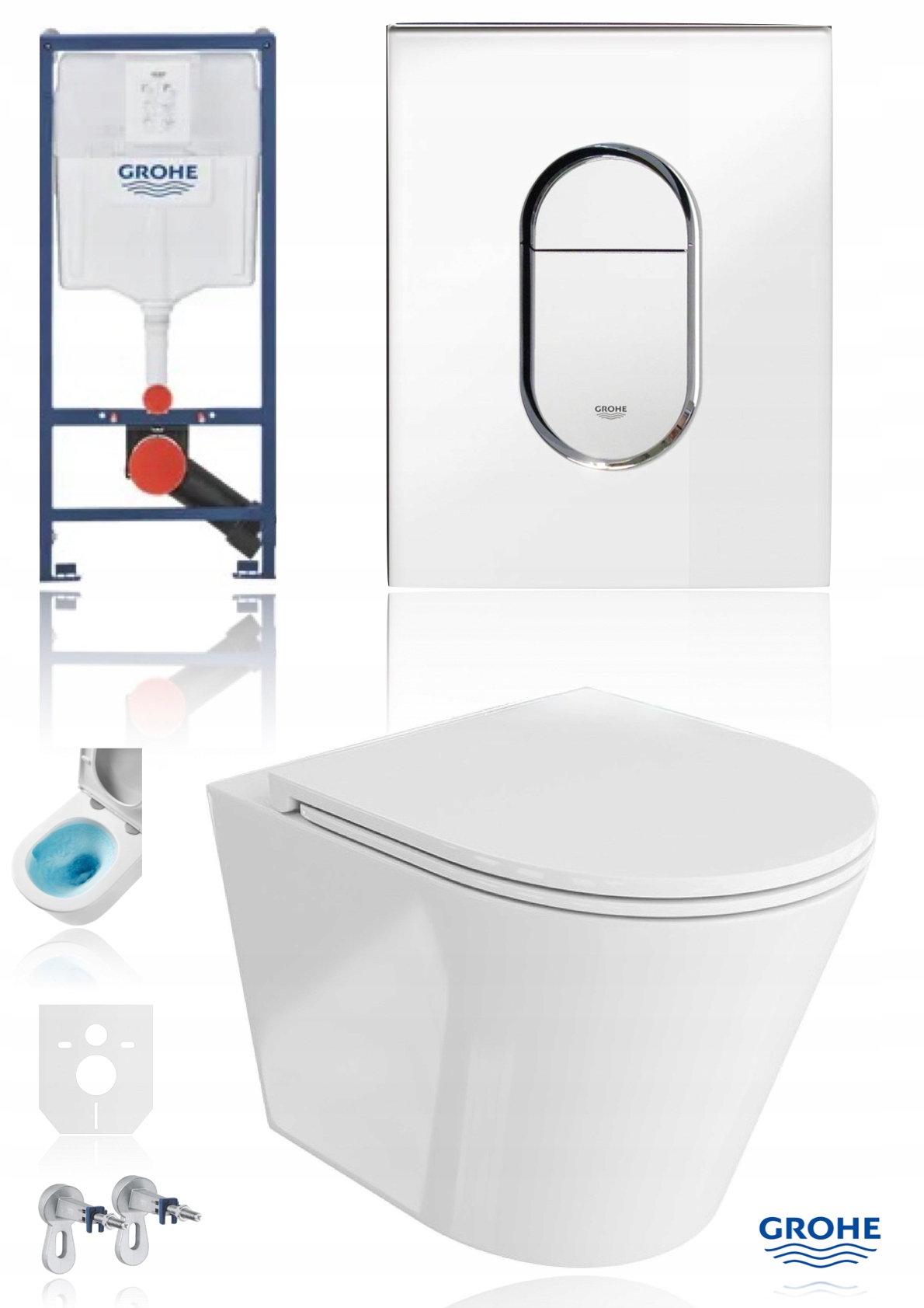 Grohe Arena Solido Sl zestaw Wc Miska Wirowa Oval Chrom Błyszczący Srebrny