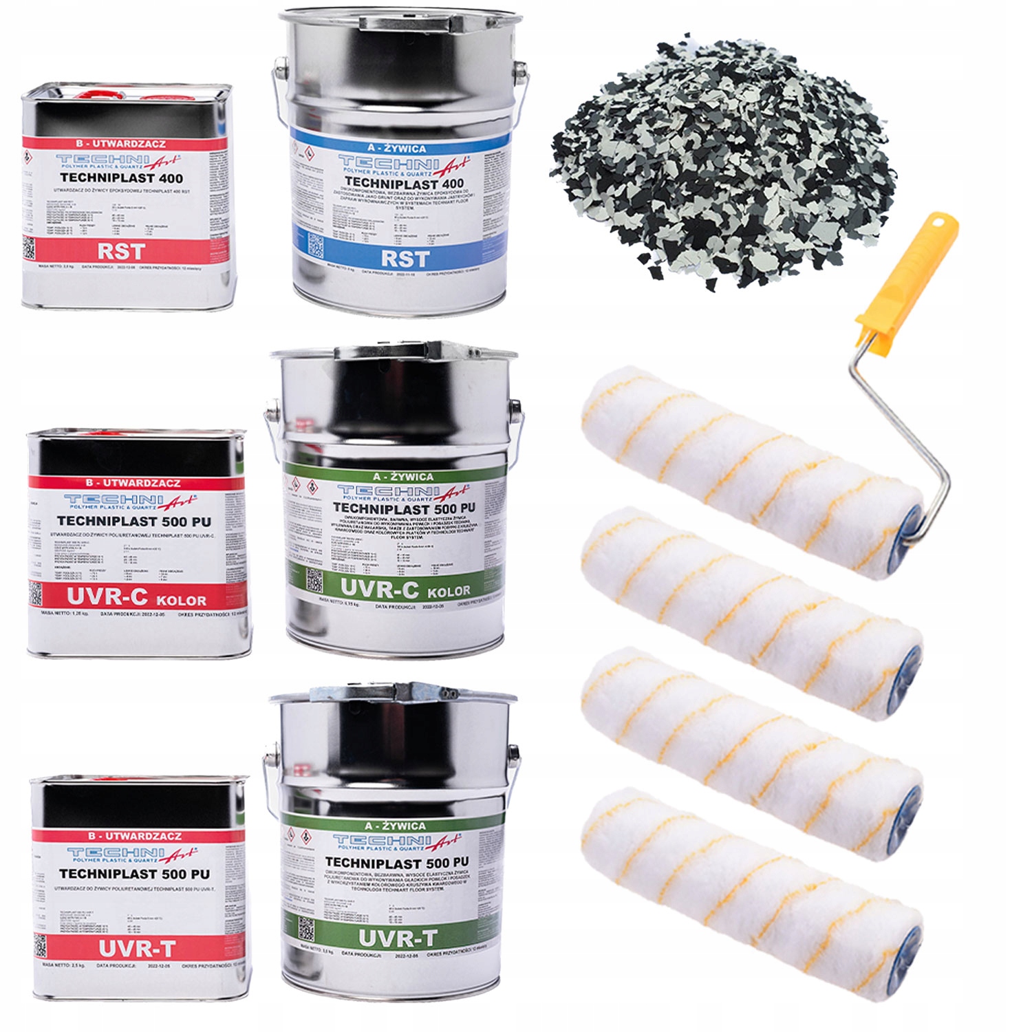 Polyuretanová pryskyřice na balkon, terasu, sada s vločkami a lakem 20 m2