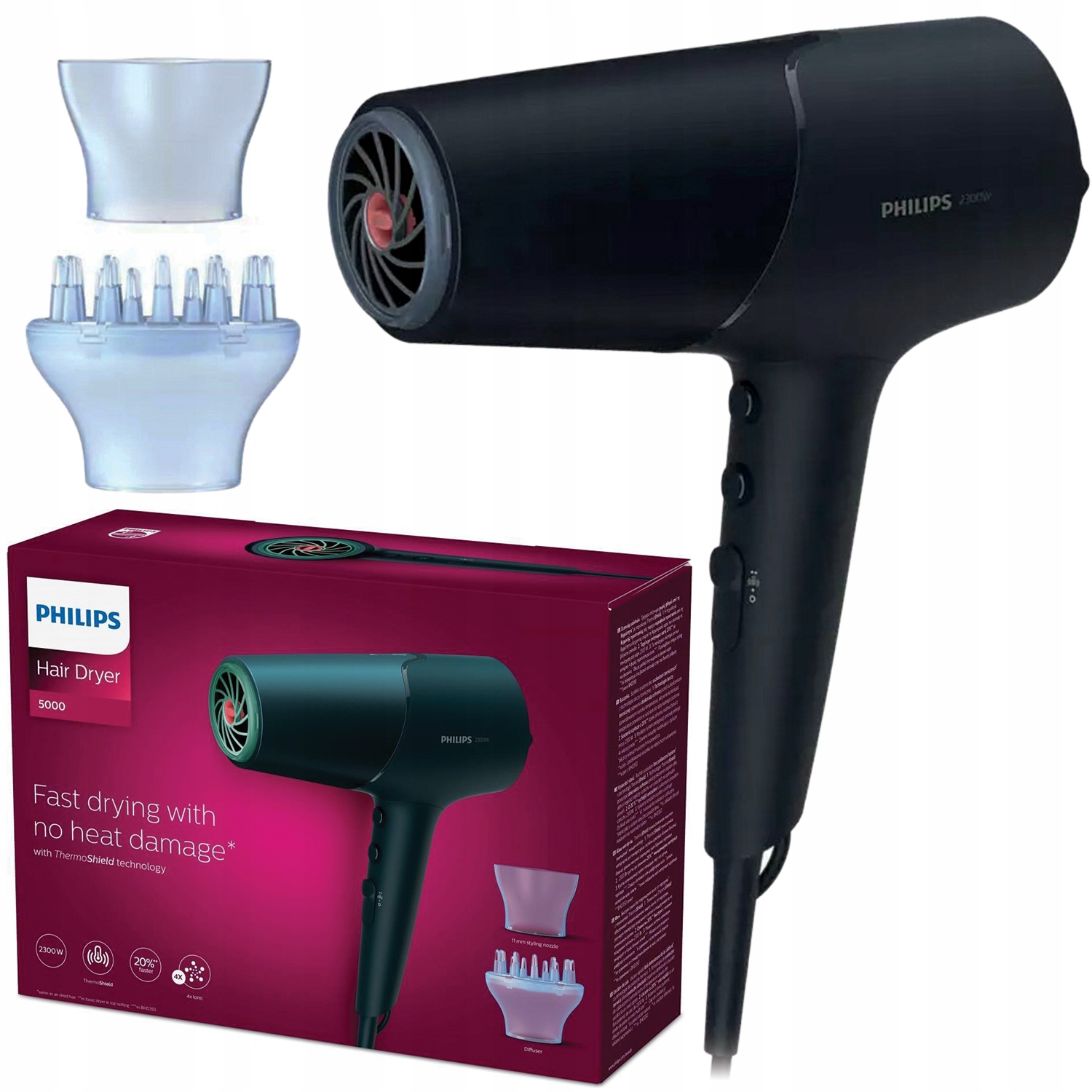 Vysoušeč Vlasů Philips BHD512/00 Ionizace Rychlé Sušení