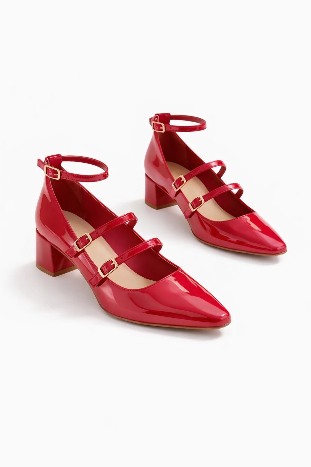 Bellamica Lodičky Červené Lakované S Proužky A Kostkou 37 I4C