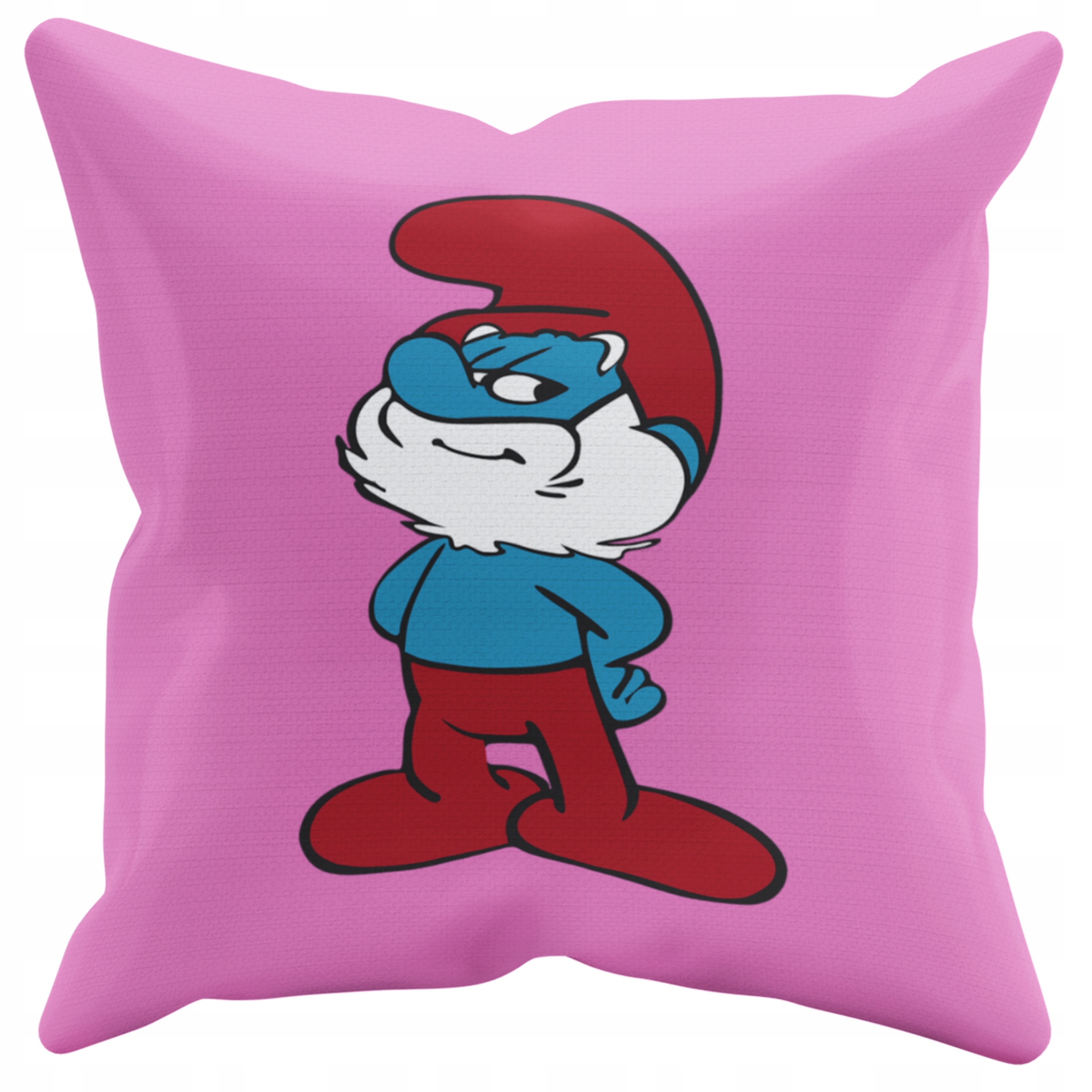 POSZEWKA NA PODUSZKĘ JAŚKA DO PRZEDSZKOLA PAPA SMERF + IMIĘ GRATIS Kolor dominujący odcienie różu