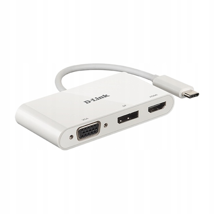 Adapter D-Link 3 w 1 USB-C na HDMI/VGA/DisplayPort DUB-V310 z USB Hub'em |