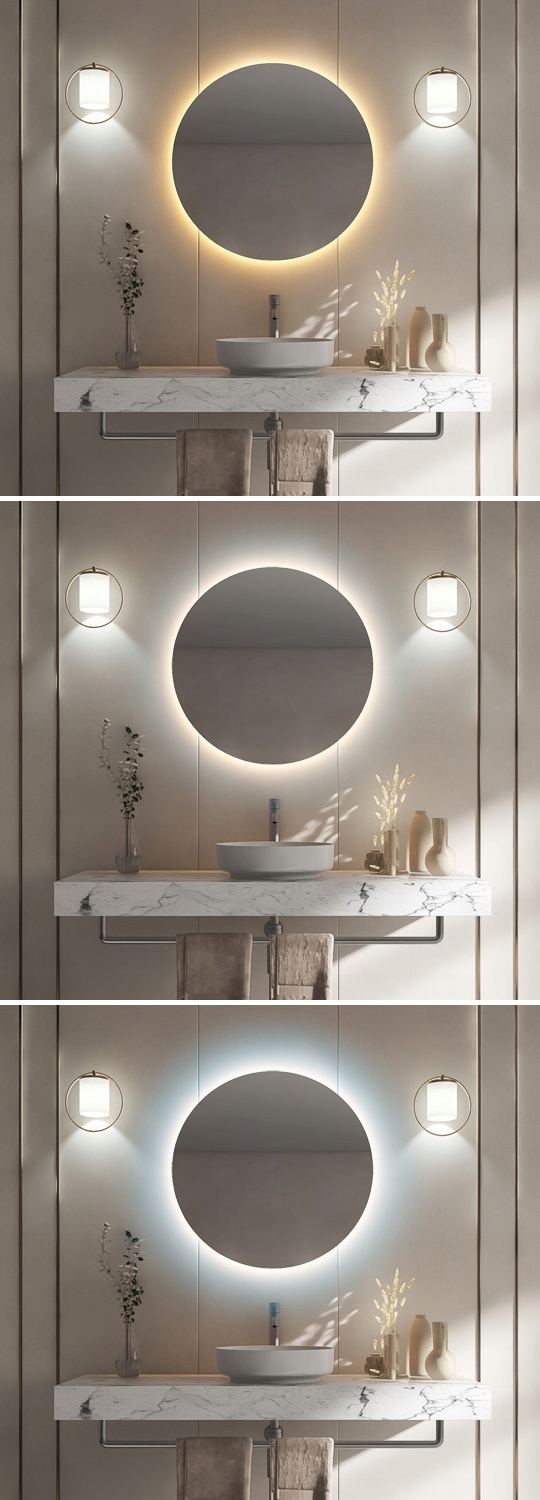 LUSTRO OKRĄGŁE LED 90 cm PODŚWIETLANE WODOODPORNY ZASILACZ IP67 Marka bez marki