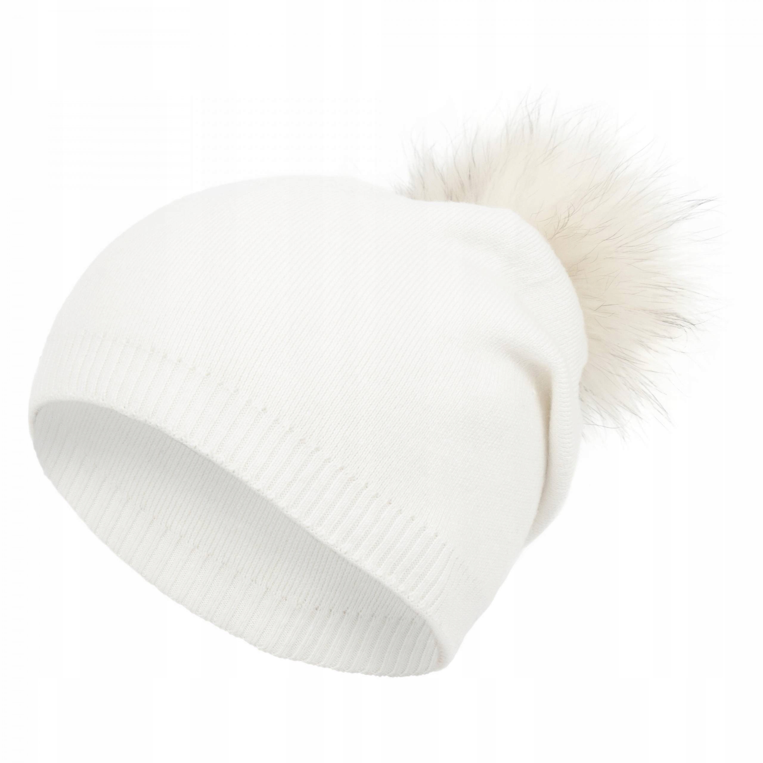 

W439A Czapka zimowa beanie pompon z jenota