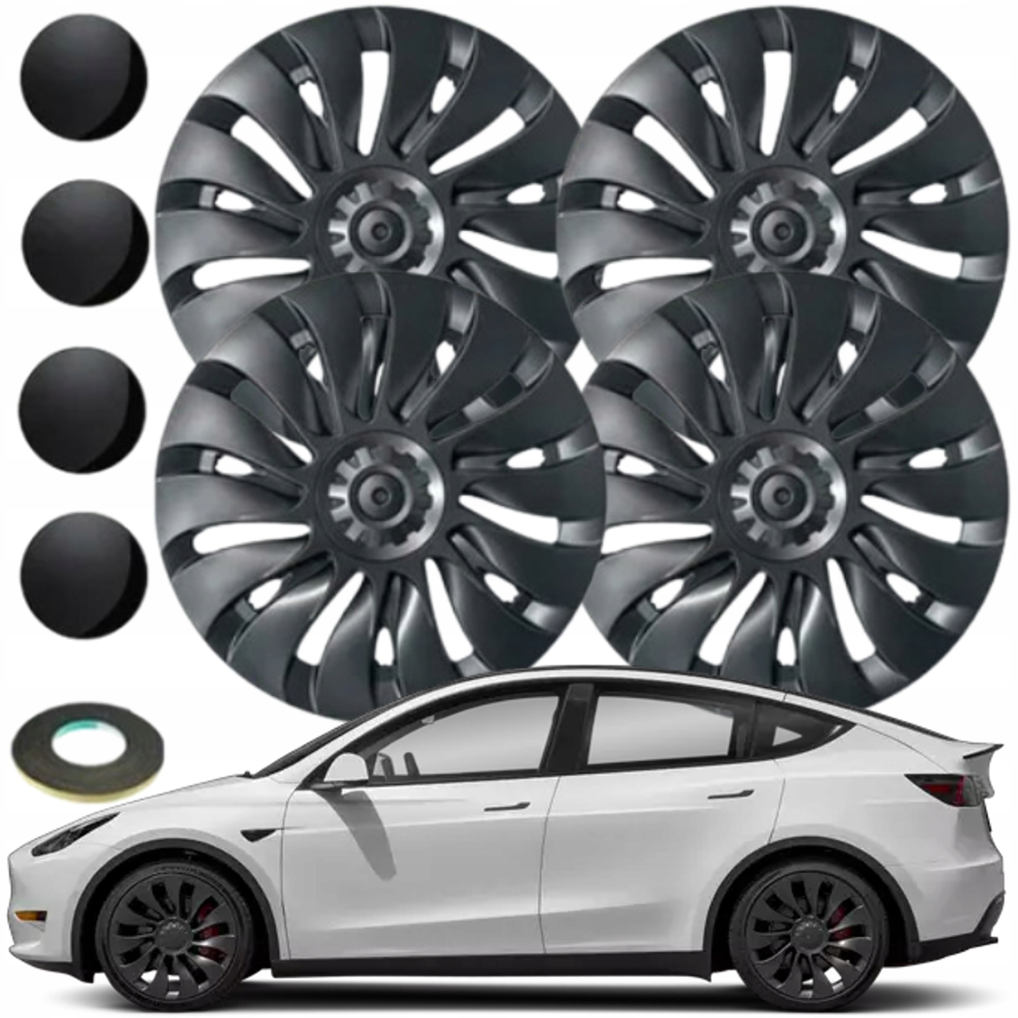 Poklice Tesla Y Uberturbine od Tesly 19 Cali 4ks Černé Sada Poklic