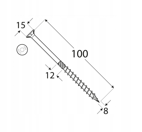 WKRĘTY CIESIELSKIE 8x100 TORX ŁEB STOŻKOWY 100szt Kod producenta 310810