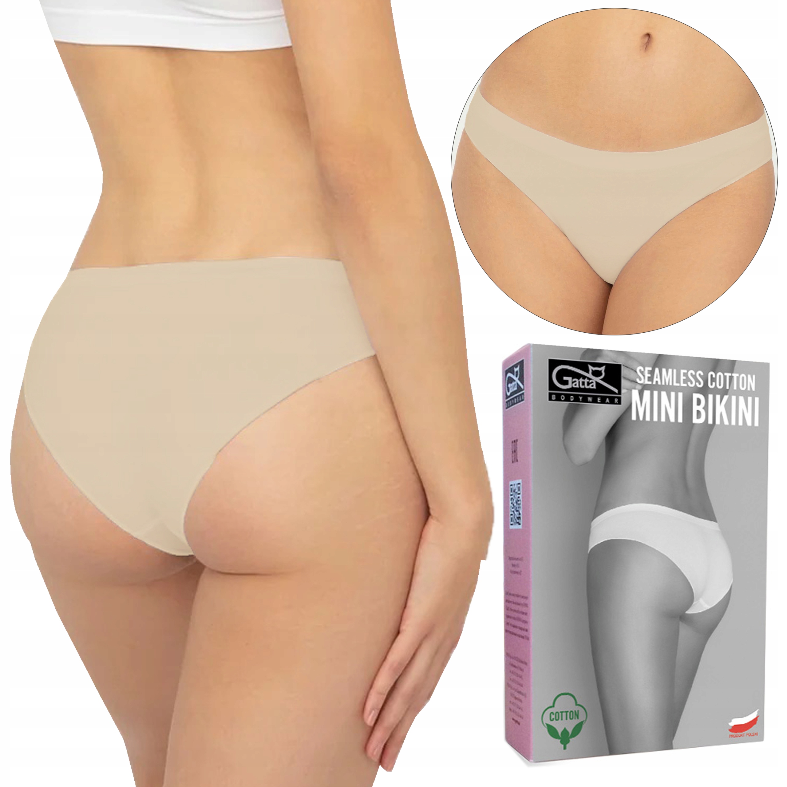 

Seamless Cotton Mini Bikini Gatta, light nude, M